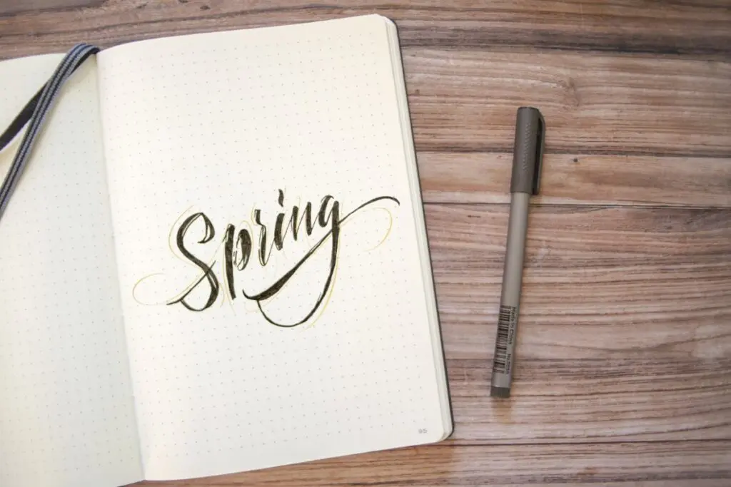 Simple Spring Lettering Bullet Journal Idea - World of Printables