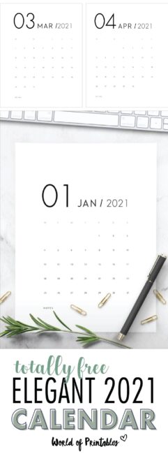 elegant printable calendar 2021