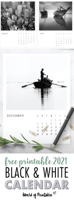 free black and white printable calendar 2021