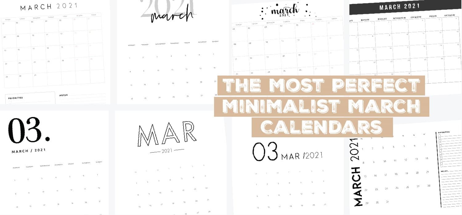 The Most Perfect Minimalist March Calendars - Free March 2021 Calendar