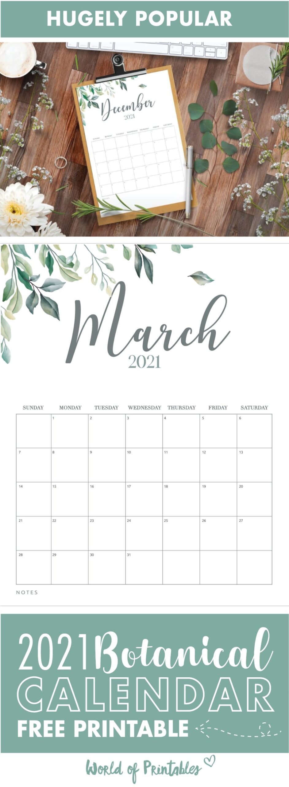 Free Printable 2021 Calendar Botanical Style World Of Printables 4575