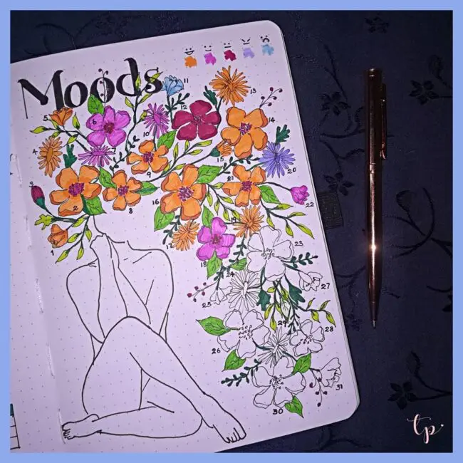 Bullet Journal Floral Mood Tracker