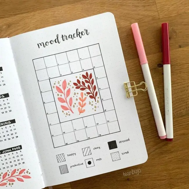 Simple Floral Bullet Journal Mood Tracker