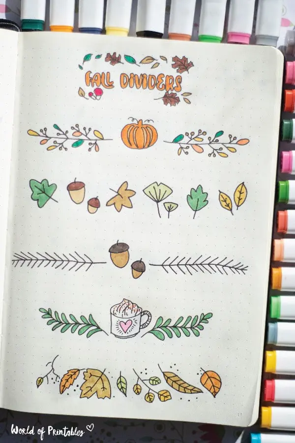 fall bullet journal dividers theme