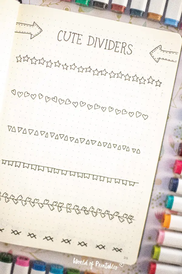 basic bullet journal doodle dividers