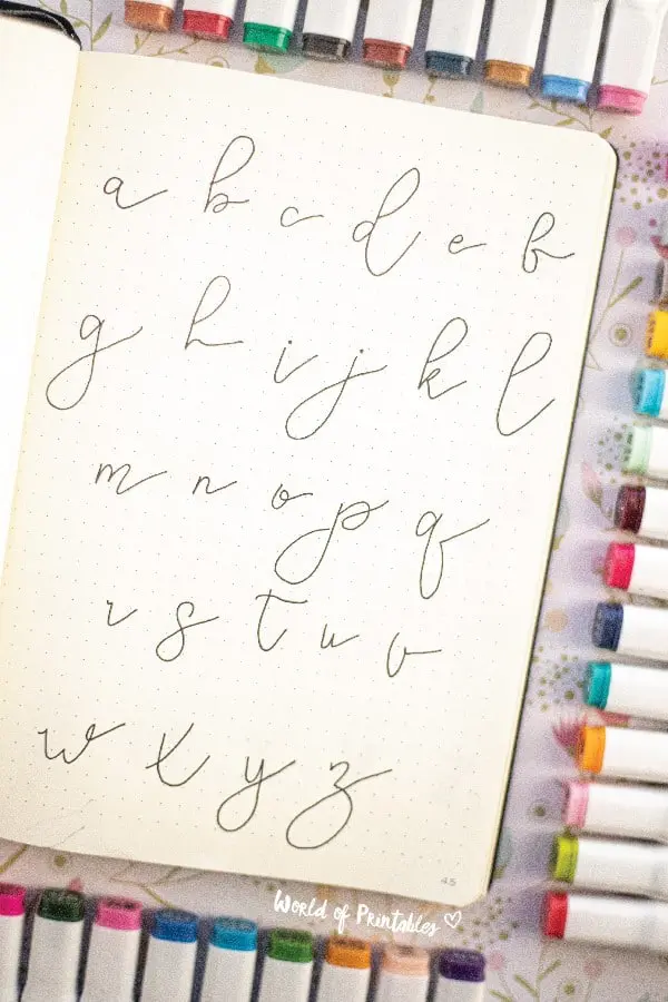 cursive bullet journal font ideas