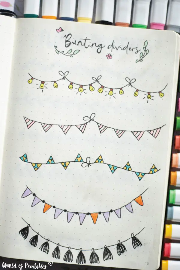 bunting bujo dividers