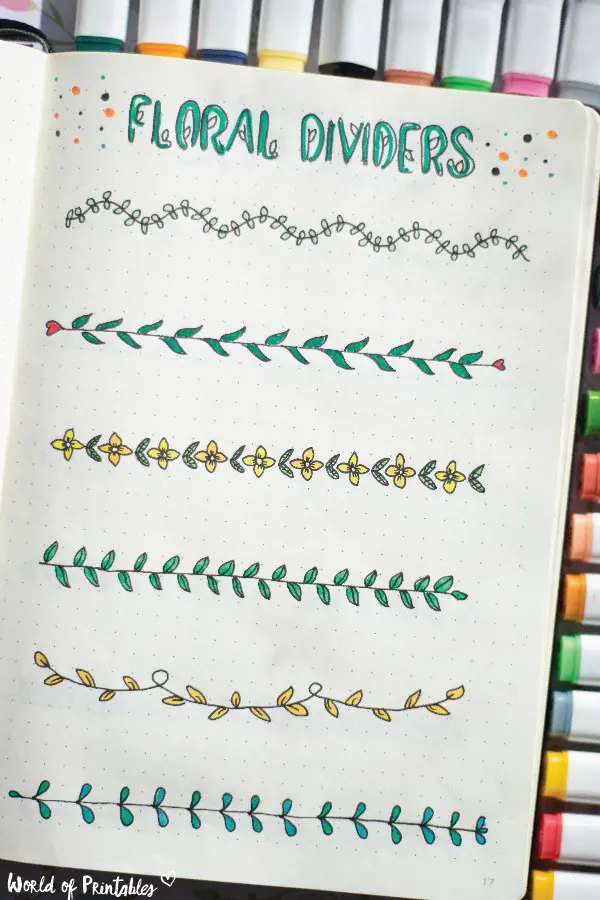 bujo border floral dividers