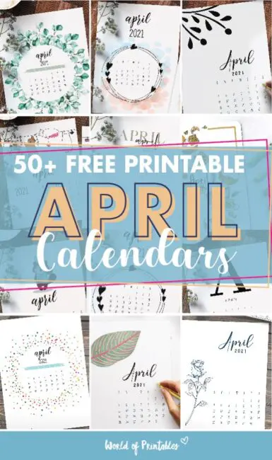 50 free printable April calendar page templates