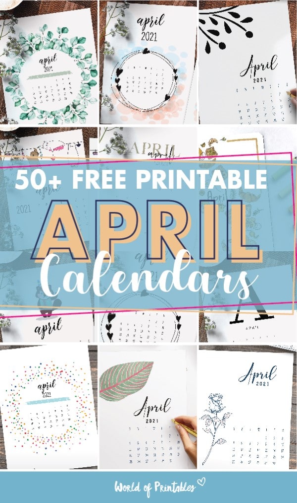 Free Printable April 2021 Calendars - World of Printables