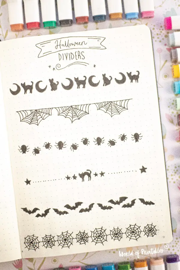 halloween bullet journal dividers