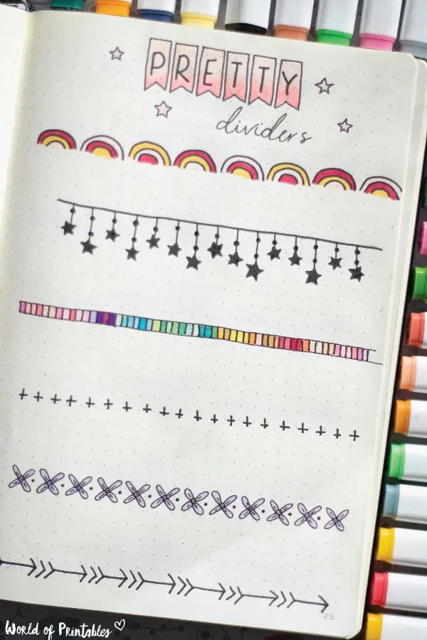 cute bujo divider doodle examples