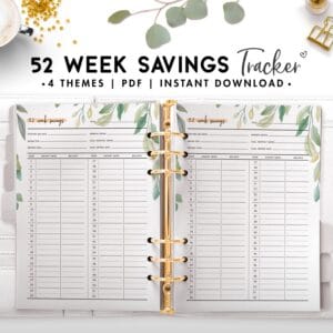 52 week savings tracker - botanical theme