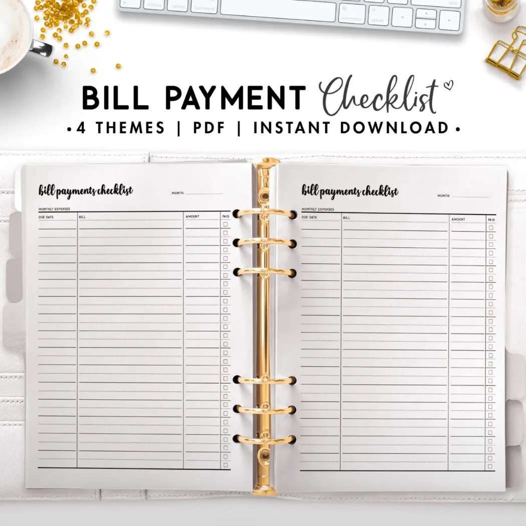 Bill Payment checklist - cursive theme