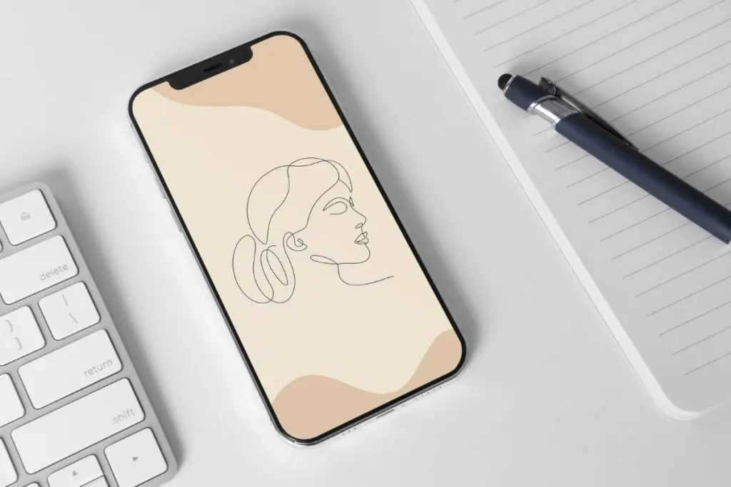 Line Art Girl 5 Iphone 11 Wallpaper