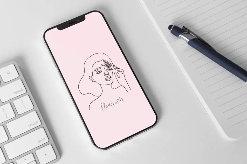 Line Art Girl 7 Iphone 11 Wallpaper