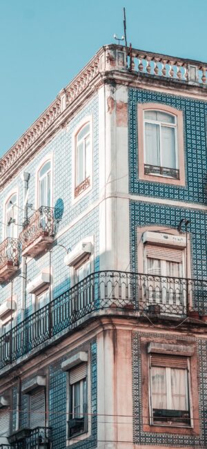 Pretty Blue Building iPhone Wallpaper