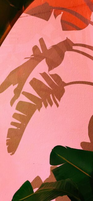 Tropical Leaves Pink iPhone Wallpaper