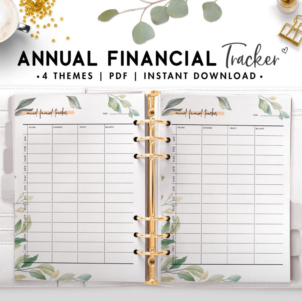 annual financial tracker - botanical
