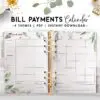 bill payment calendar - botanical