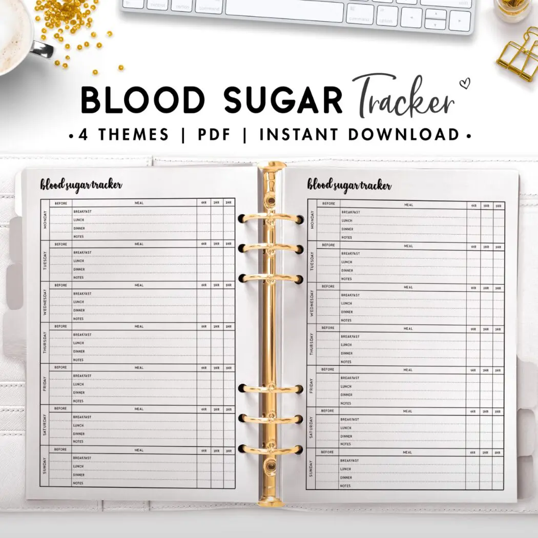 blood sugar tracker - cursive