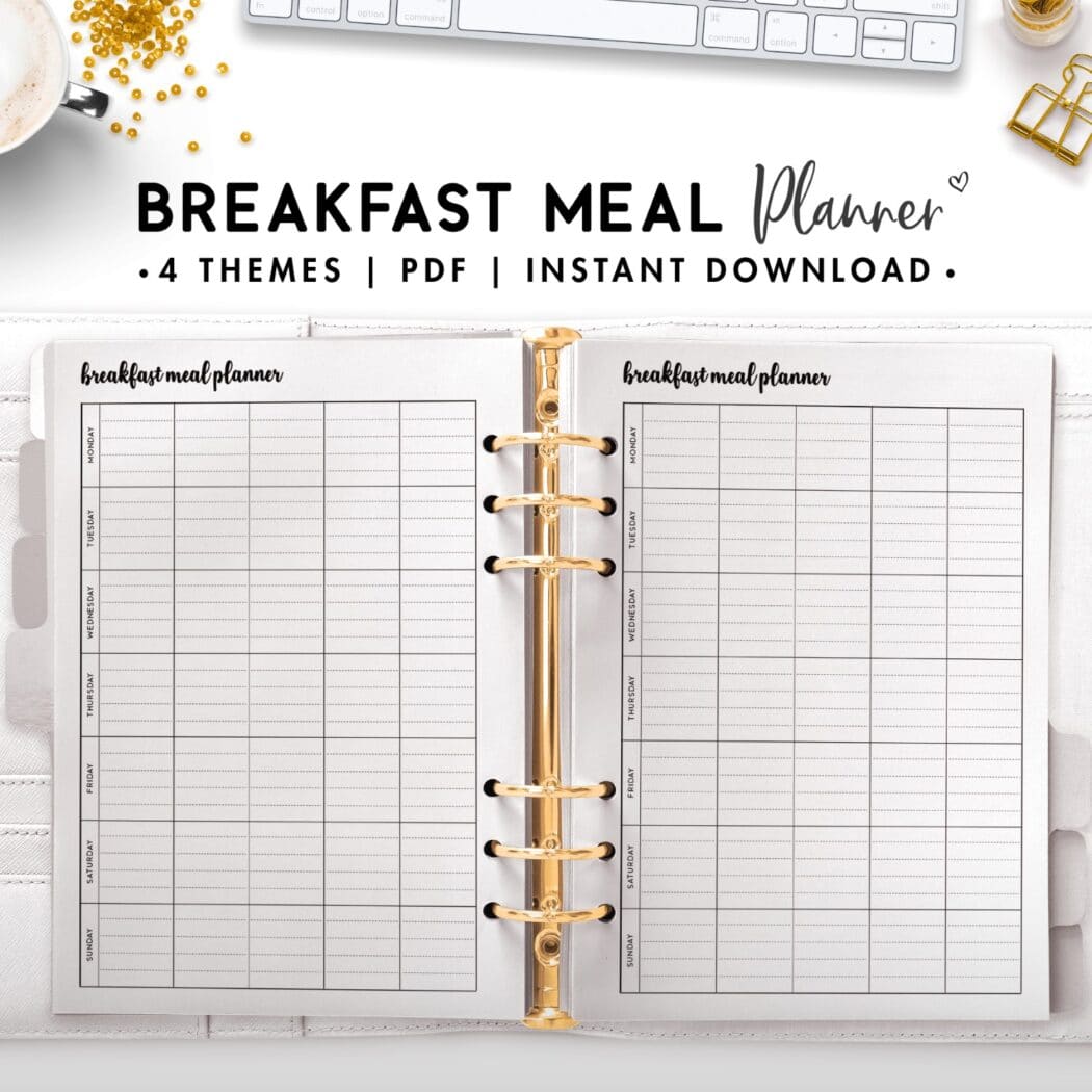 breakfast meal planner - cursive