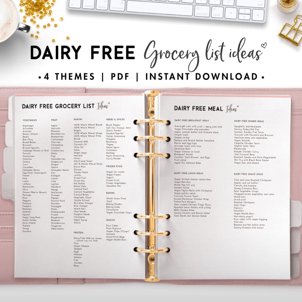 dairy free grocery list and meal ideas - soft