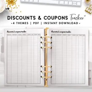 discounts and coupons tracker - cursive