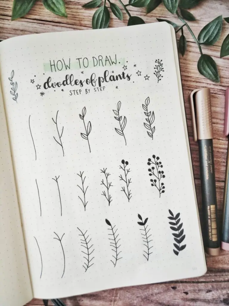 how to draw doodles of plants step by step