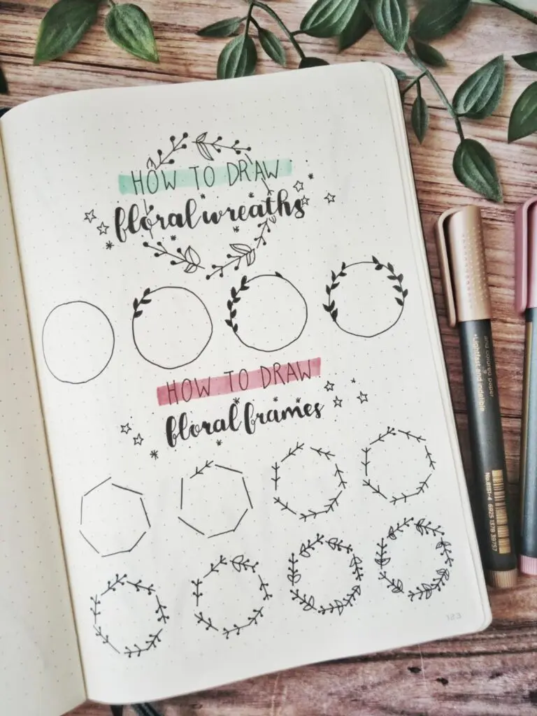 how to draw floral wreaths