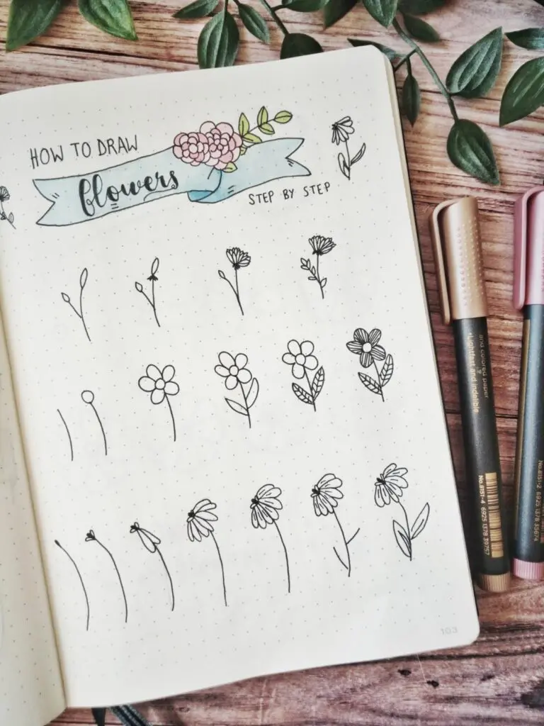 how to draw flowers step by step