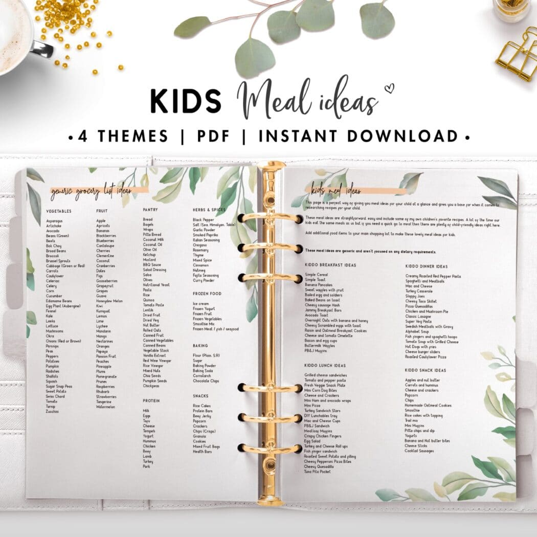 Kids Meal Ideas - World of Printables