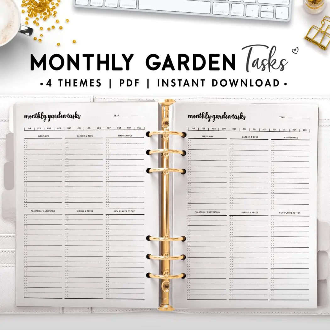 monthly garden tasks - cursive