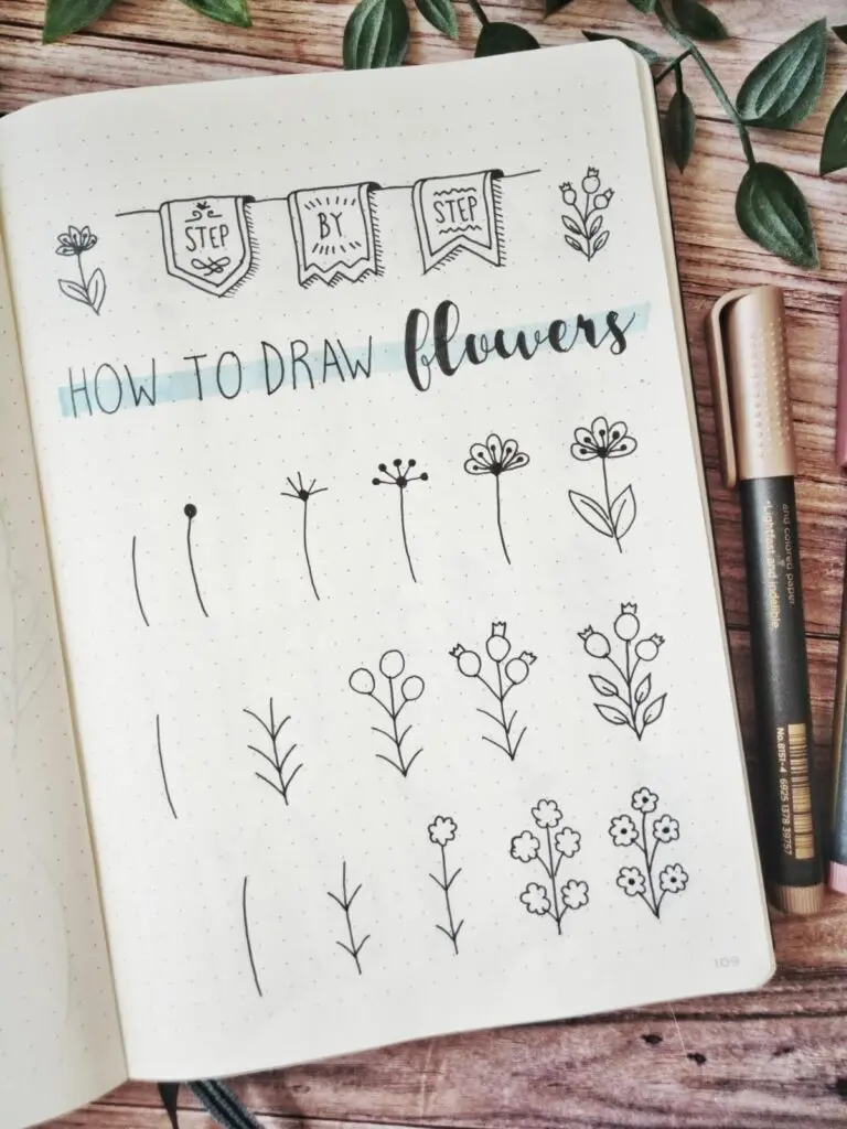 step by step draw flowers