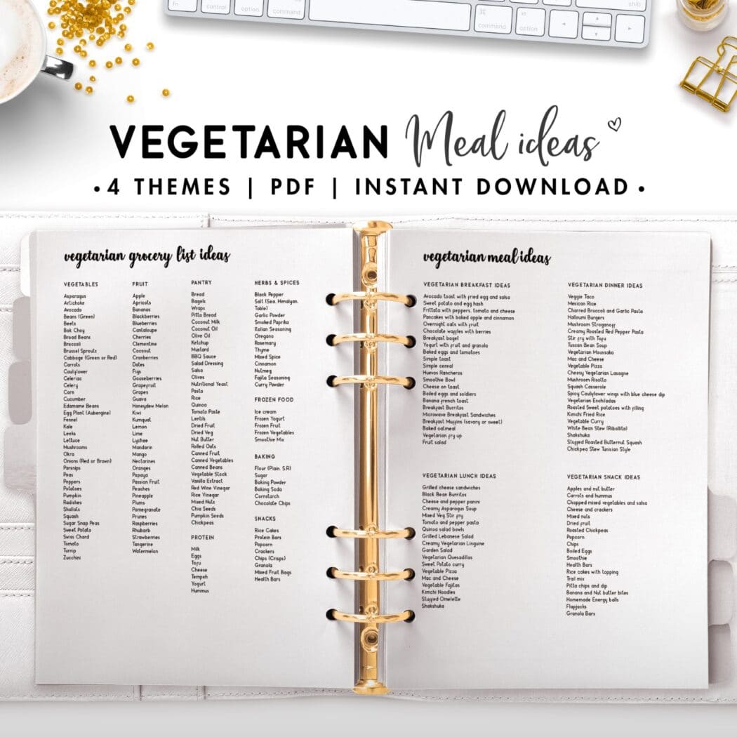 vegetarian meal ideas - cursive