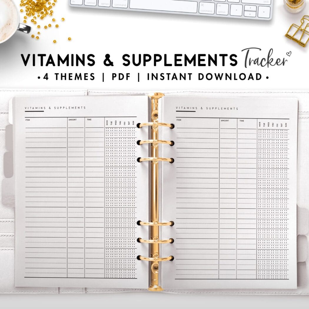 Vitamins &amp; Supplements Tracker - World of Printables