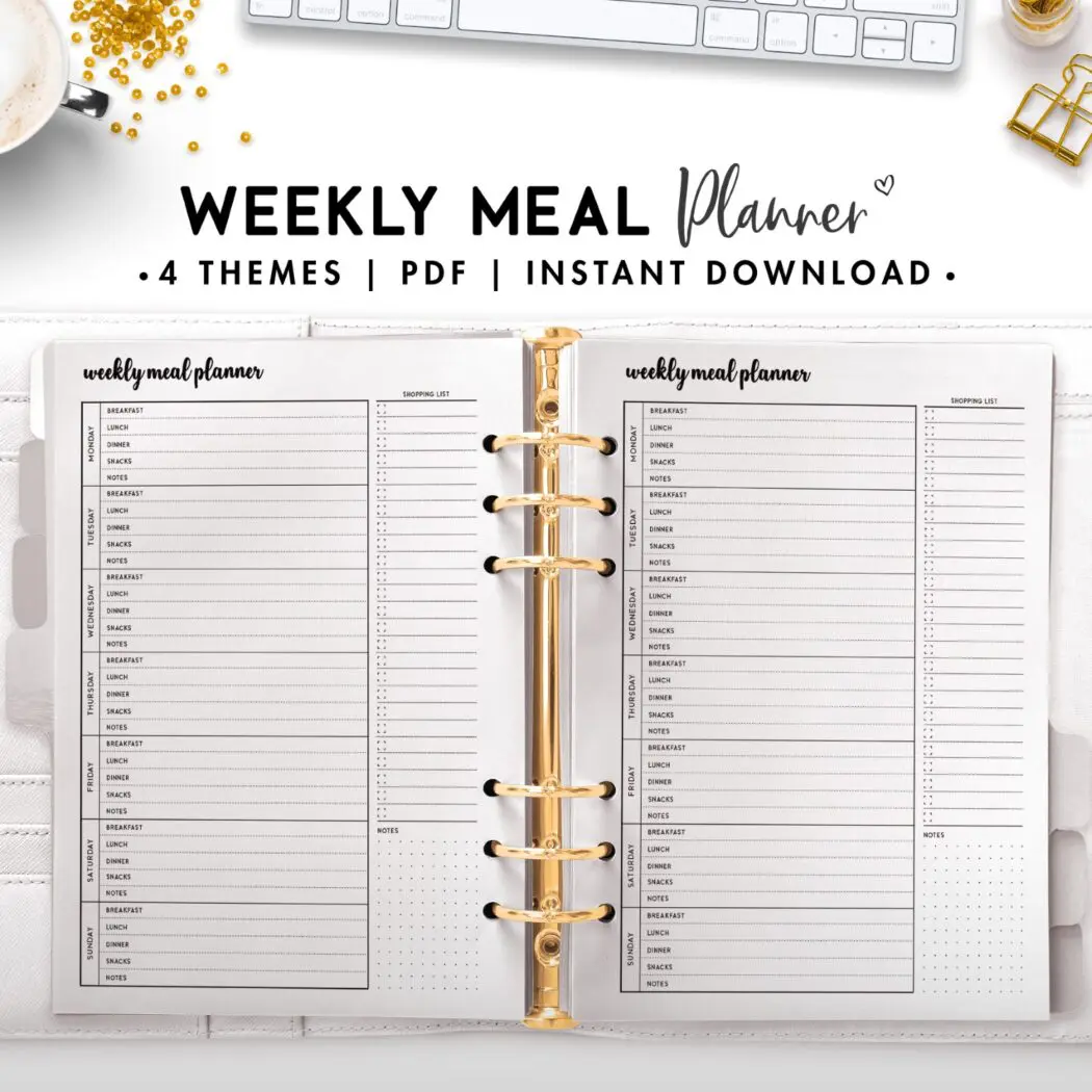 weekly meal planner - cursive