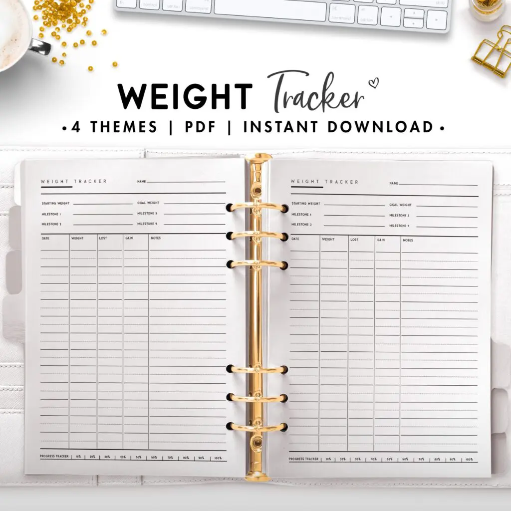 Printable Weight Loss Tracker: Downloadable Journal in PDF, PNG, and JPG  Formats to Track Your Progress · InkPx