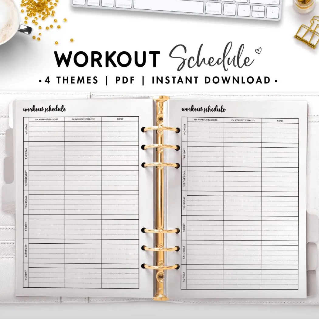 workout schedule - cursive