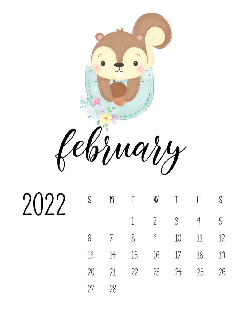 2022 calendar for preschooler - february
