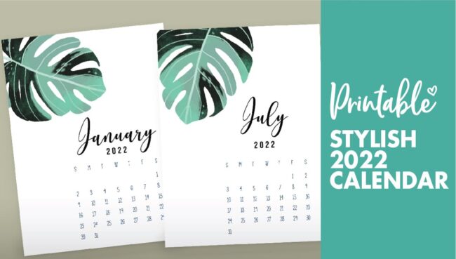 2022 calendar printable pdf