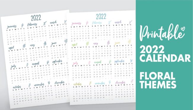 2022 yearly calendar printable - calendar 2022