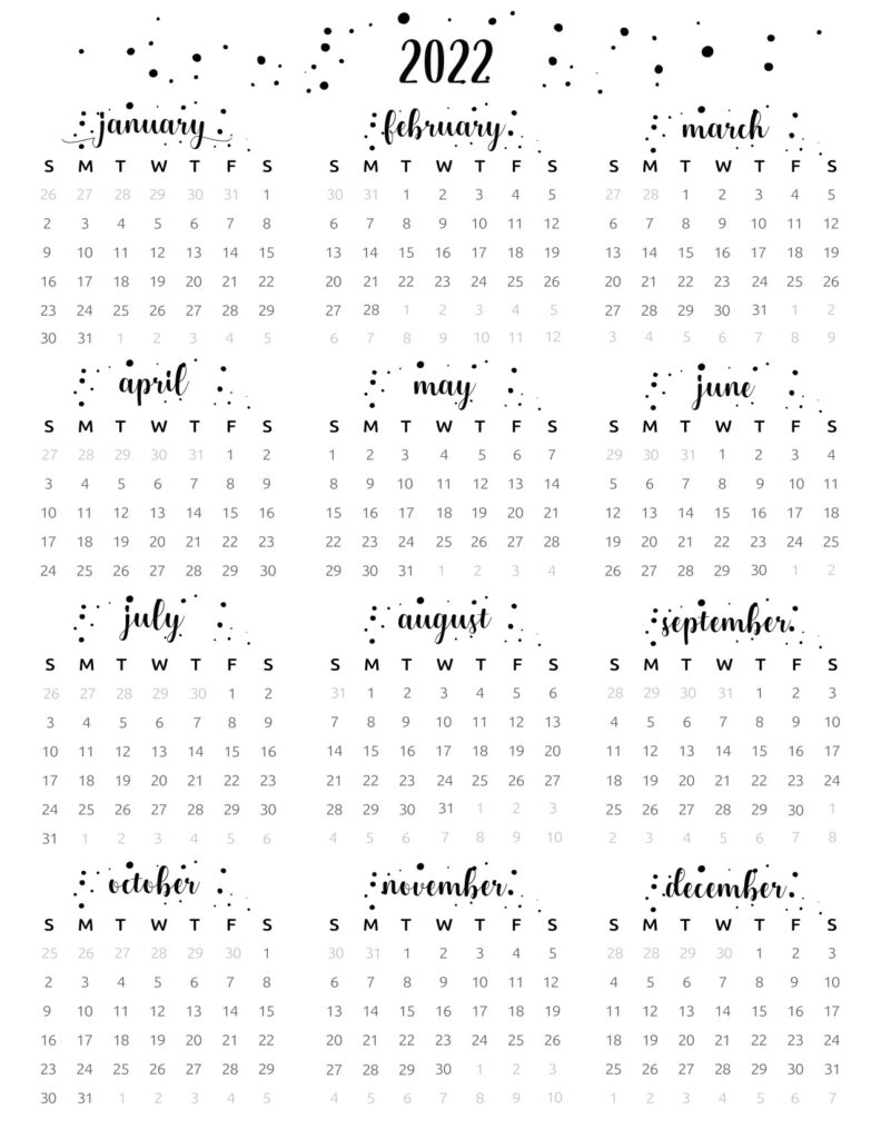 Free Printable At A Glance Calendar 2022 - World of Printables