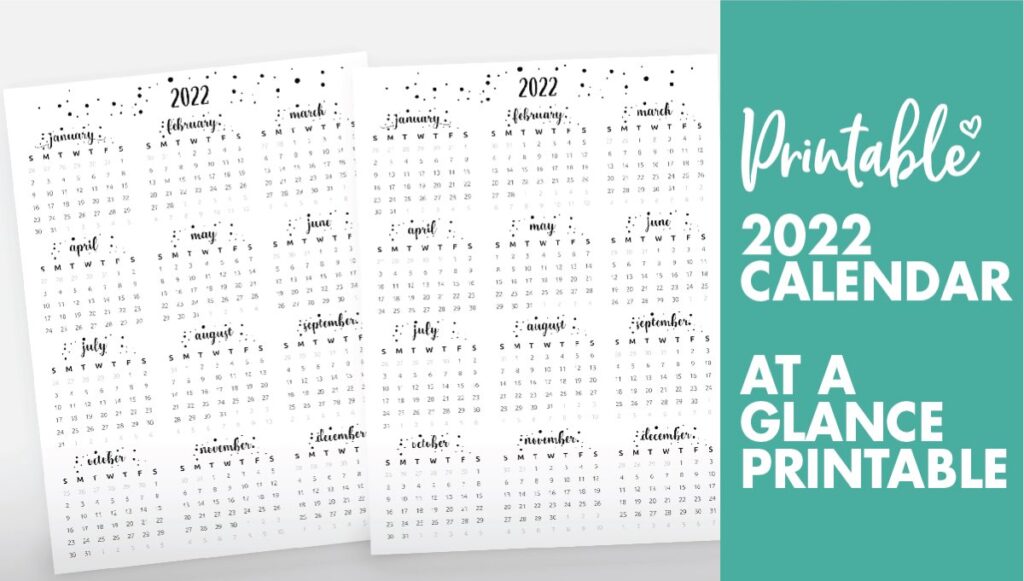 Free Printable At A Glance Calendar 2022 World Of Printables