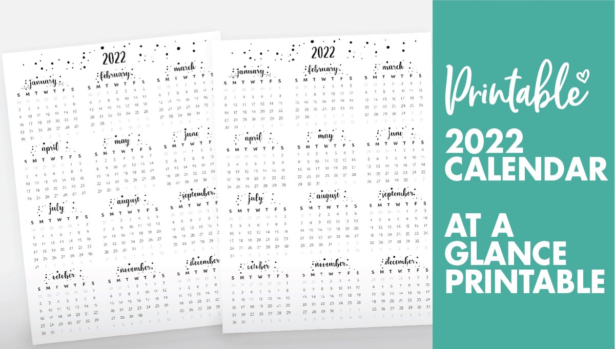 Month At A Glance Calendar 2022 Free Printable At A Glance Calendar 2022 - World Of Printables