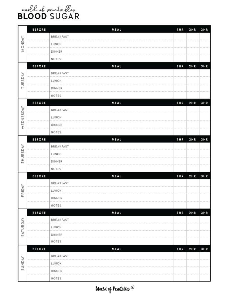 printable blood sugar log