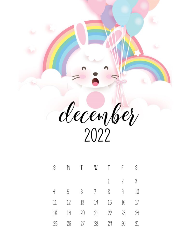 bunny calendar 2022 - december
