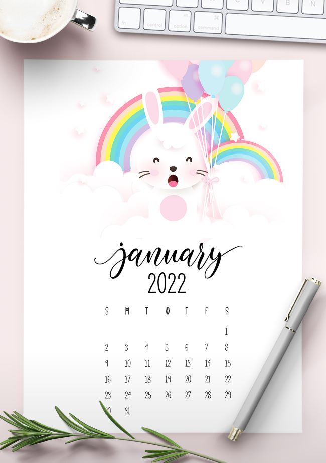 bunny calendar 2022 printable