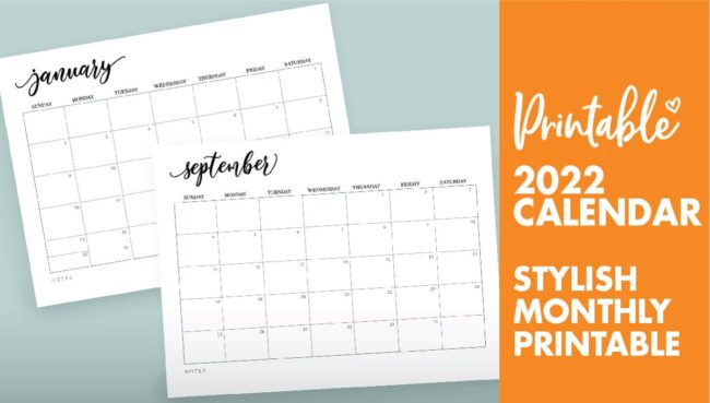 calendar 2022 printable free