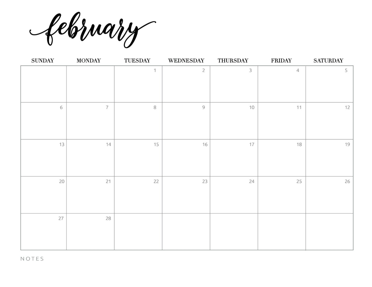 Free Printable February 2022 Calendars - World of Printables